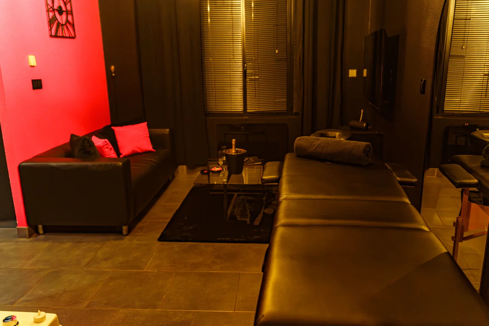 Salon lounge et coupe de champagne